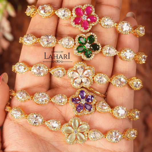 Floral Sparkle Stone Bracelets (Availabile in 5 colors)