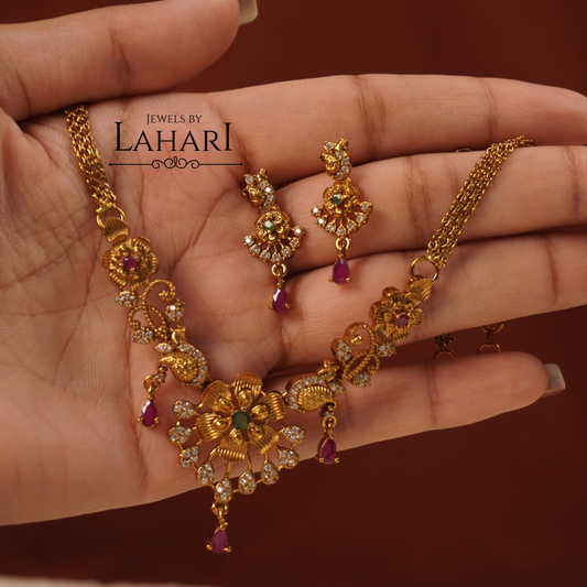 Ruthvika Floral Short Necklace Set