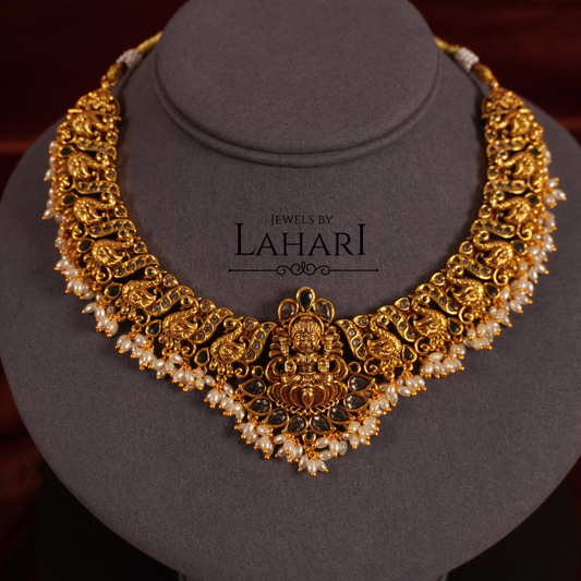 Gorgeous Lakshmi Peacock Guttapualu Necklace