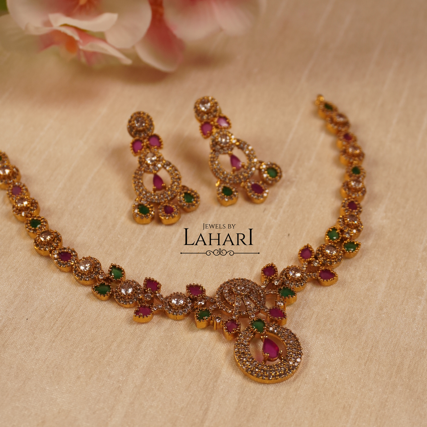 Regal Bloom Necklace Set (Available in 3 colours)