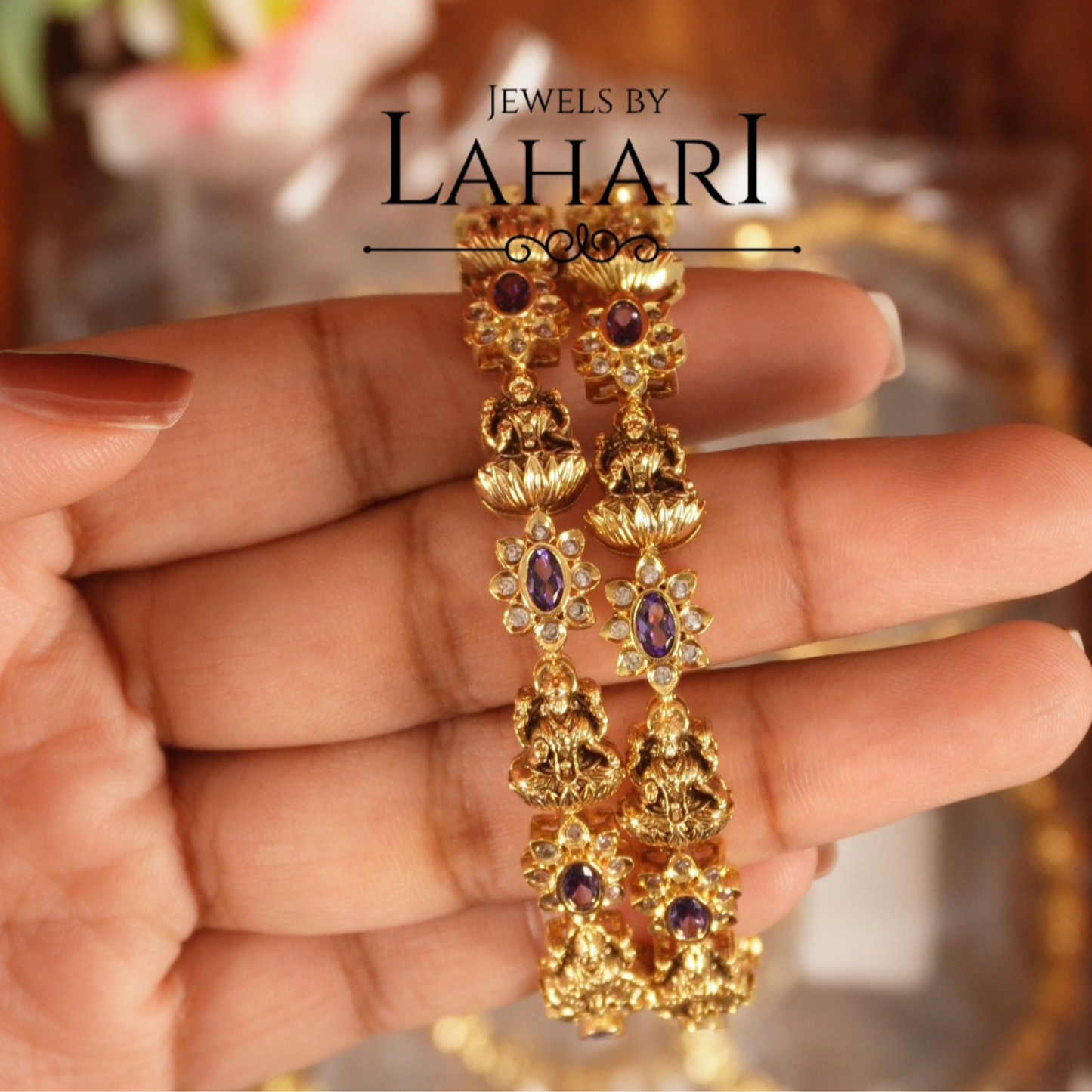 Beautiful Lakshmi Flower Bangles (Available in 3 colours)