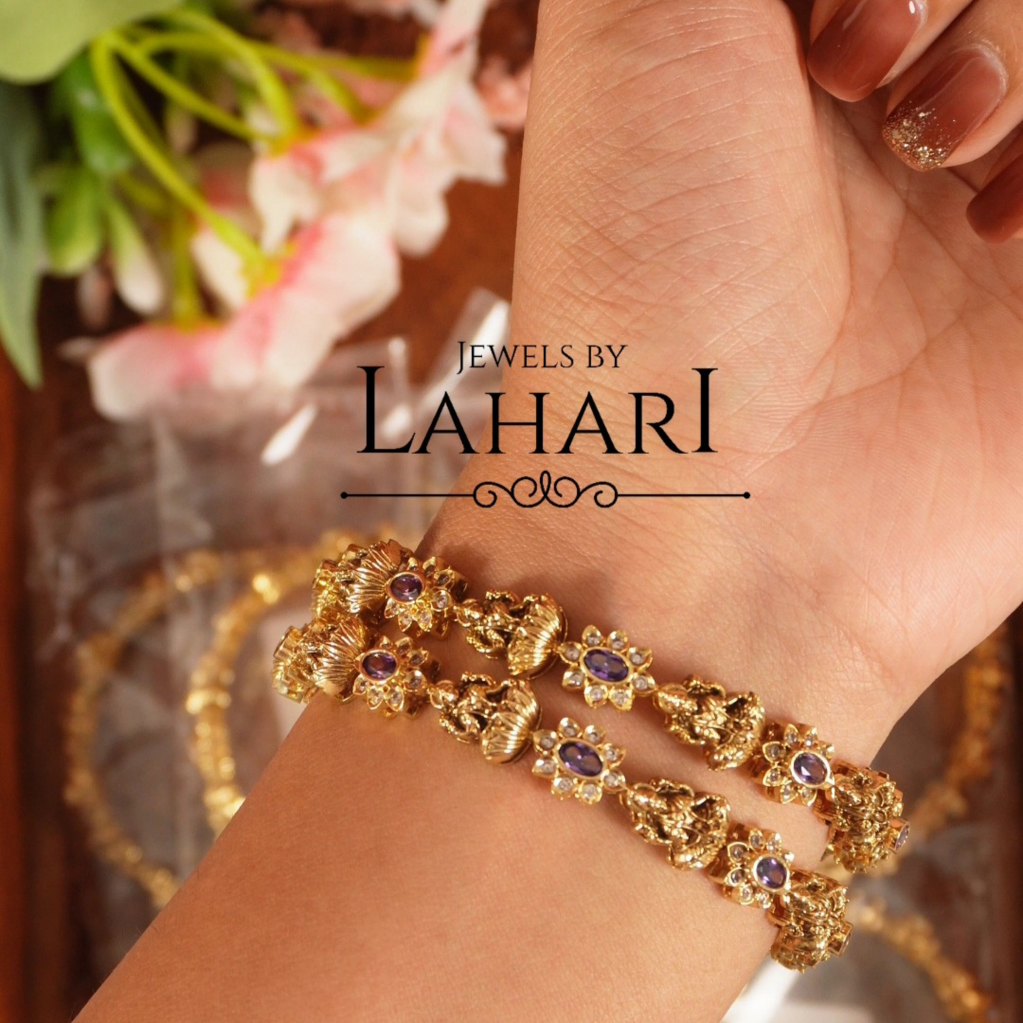 Beautiful Lakshmi Flower Bangles (Available in 3 colours)