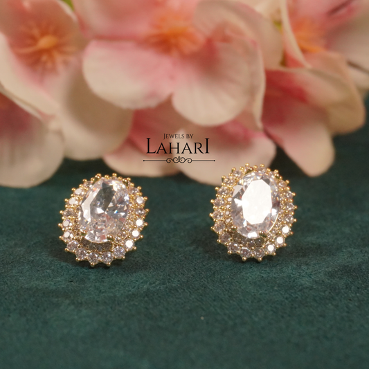 Royal Oval Halo Studs