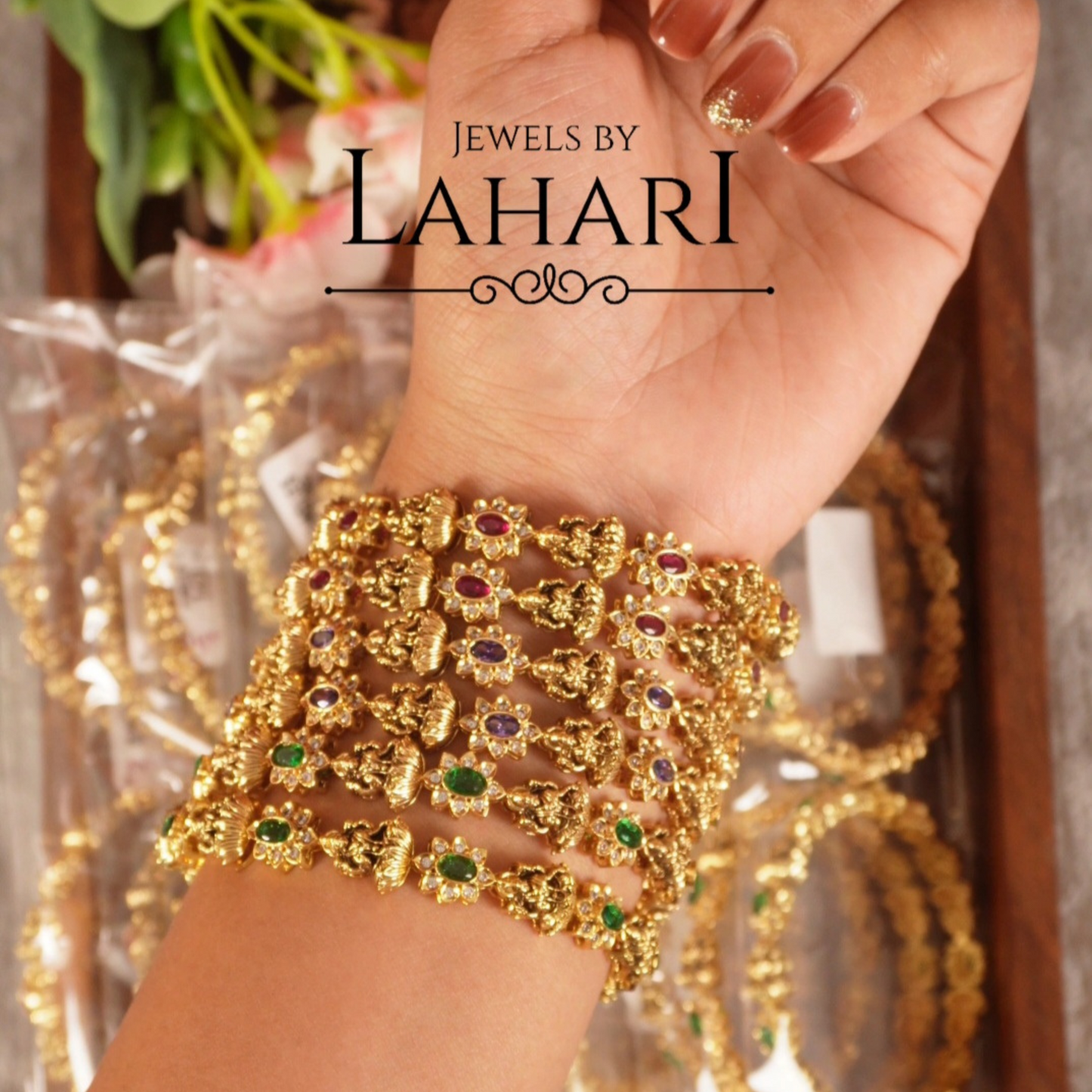 Beautiful Lakshmi Flower Bangles (Available in 3 colours)