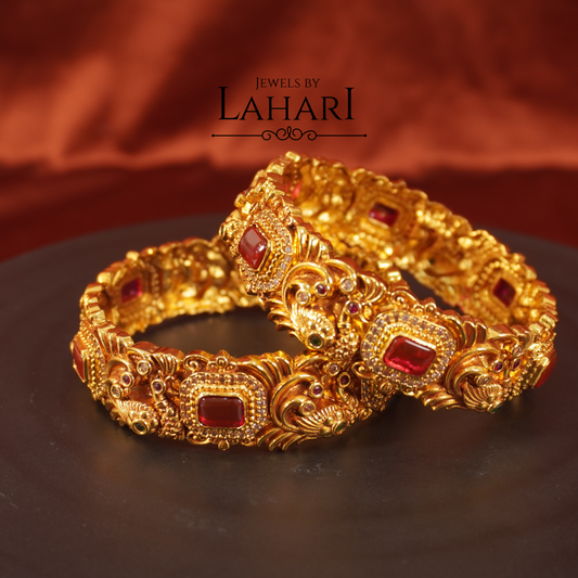 Elegant Peacock Ruby Bangles