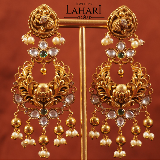 Chandbali Peacock Kundan Earrings
