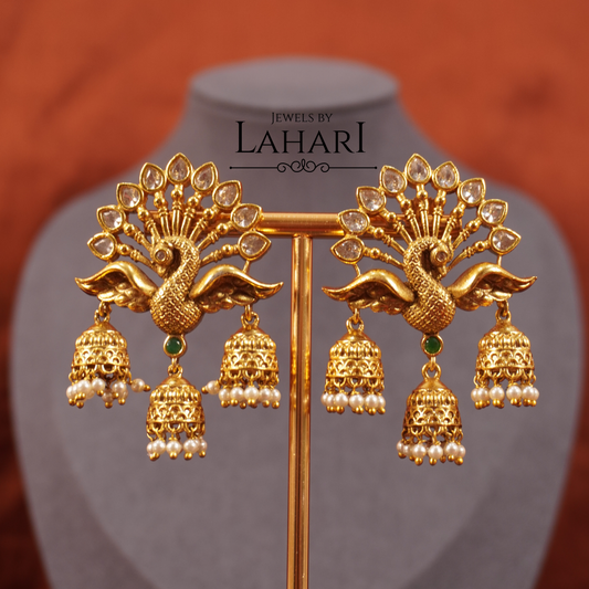 Majestic Peacock Jhumka Earrings
