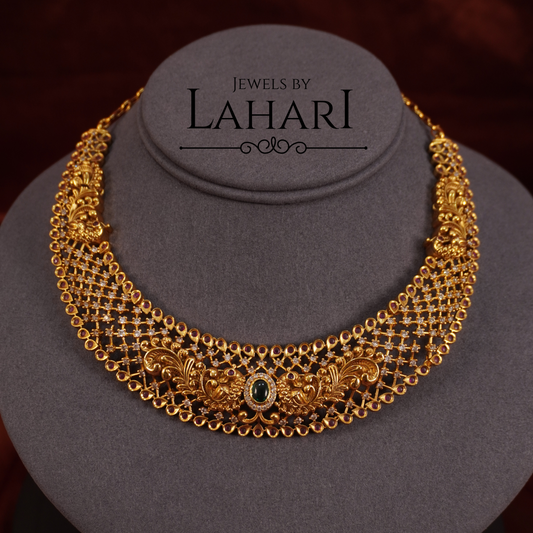 Elegant Premium Polish AD/CZ Peacock Necklace