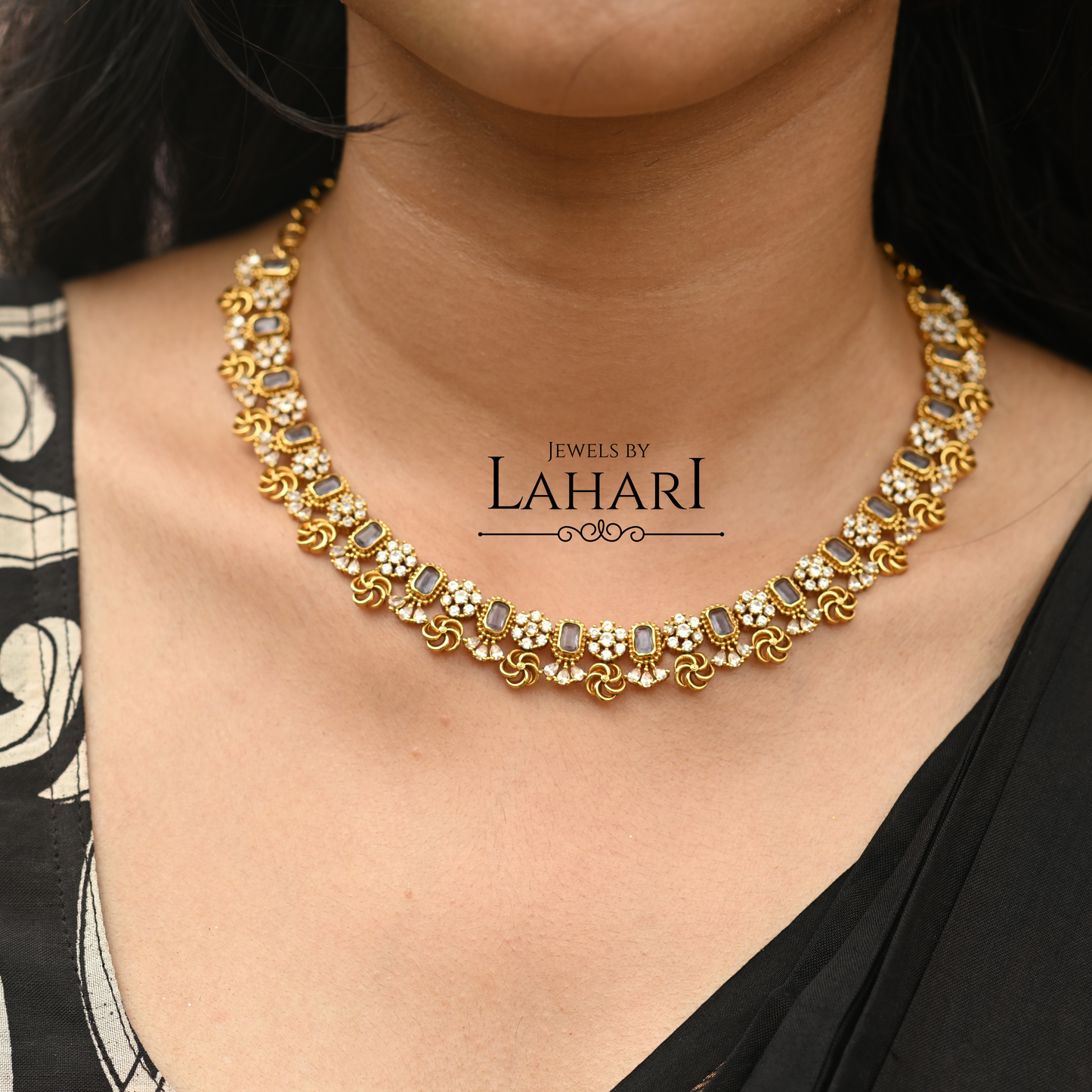 Simple AD/CZ Emerald Flower Necklace