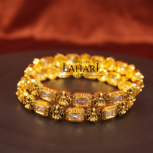 Antique Lakshmi White Stone Bangles