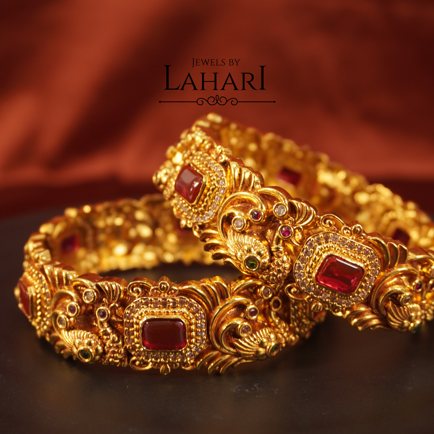 Elegant Peacock Ruby Bangles