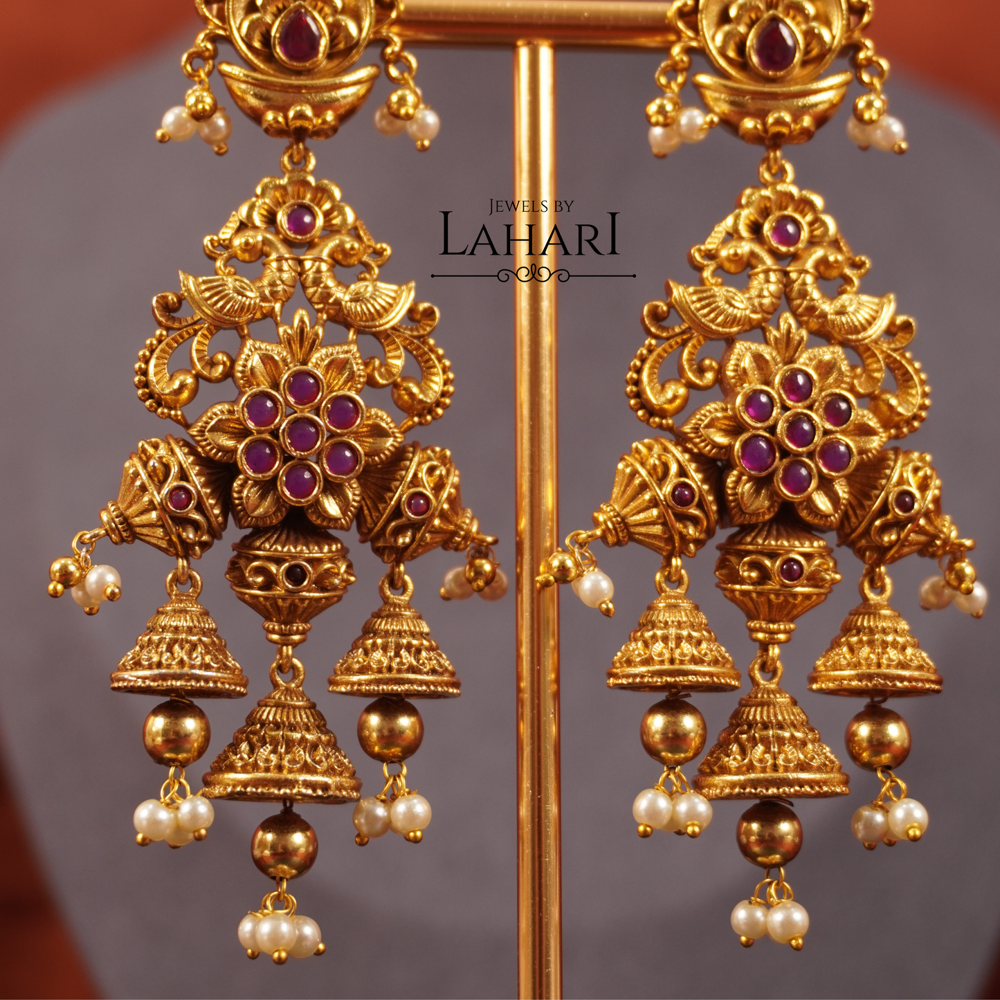 Gulab Antique Temple Jhumkas