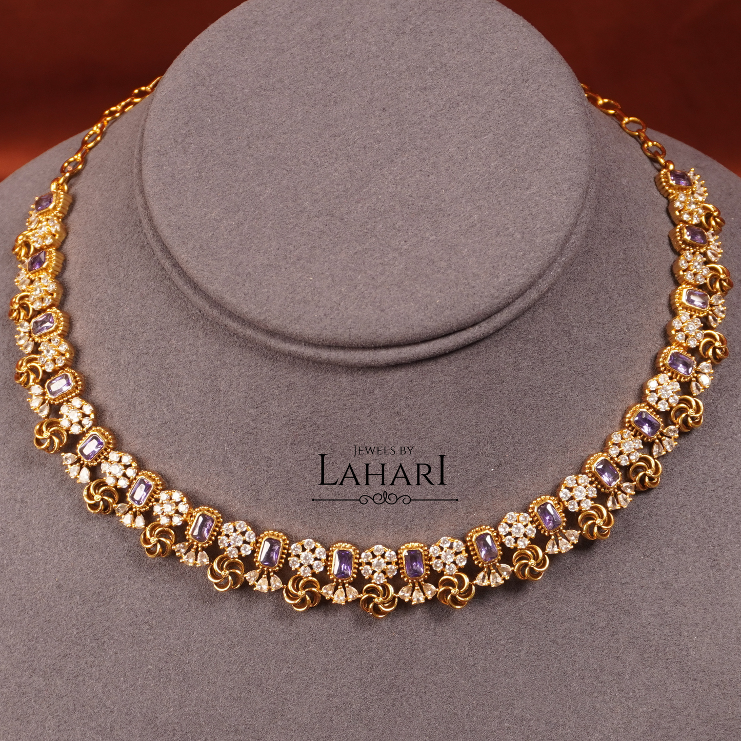 Simple AD/CZ Emerald Flower Necklace