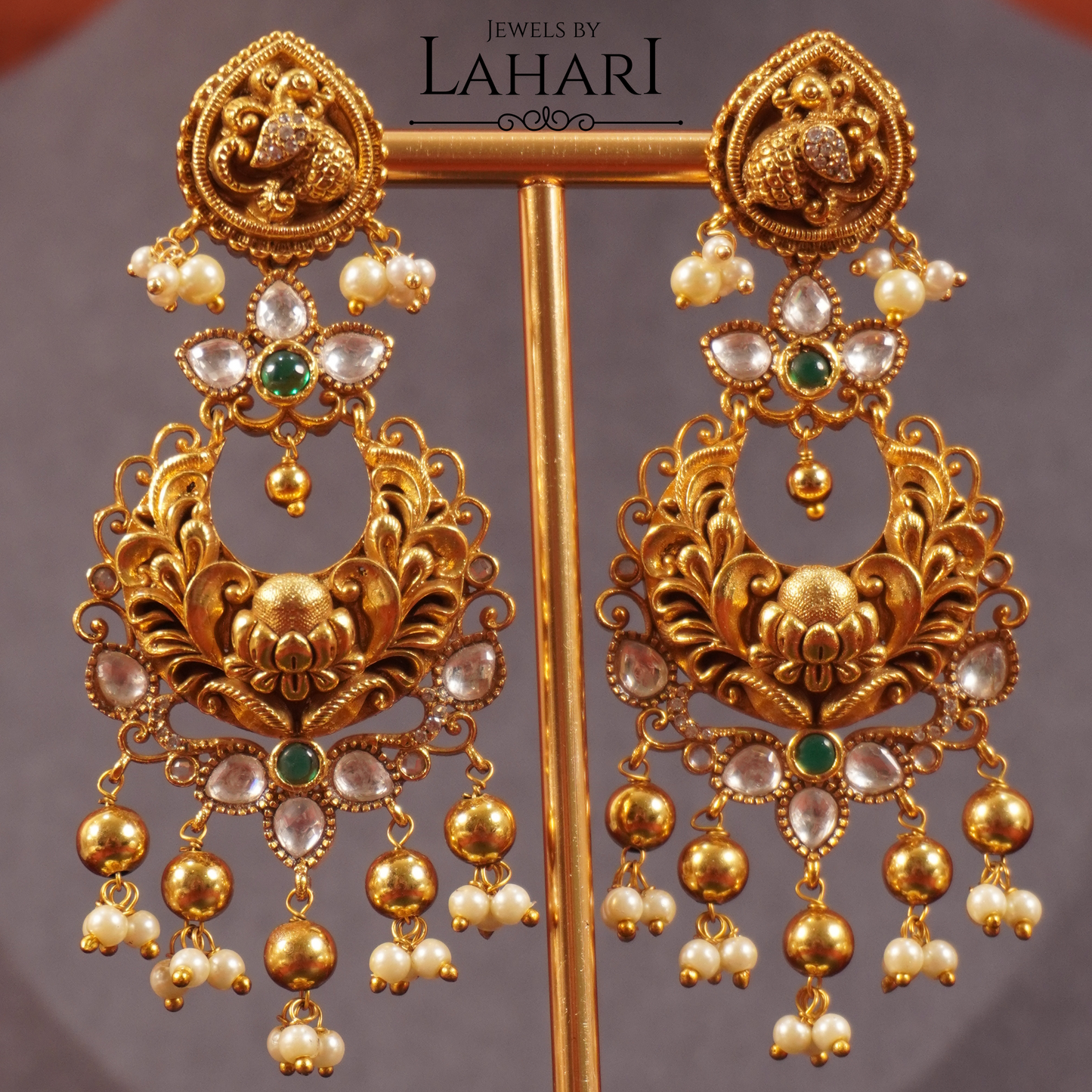 Chandbali Peacock Kundan Earrings