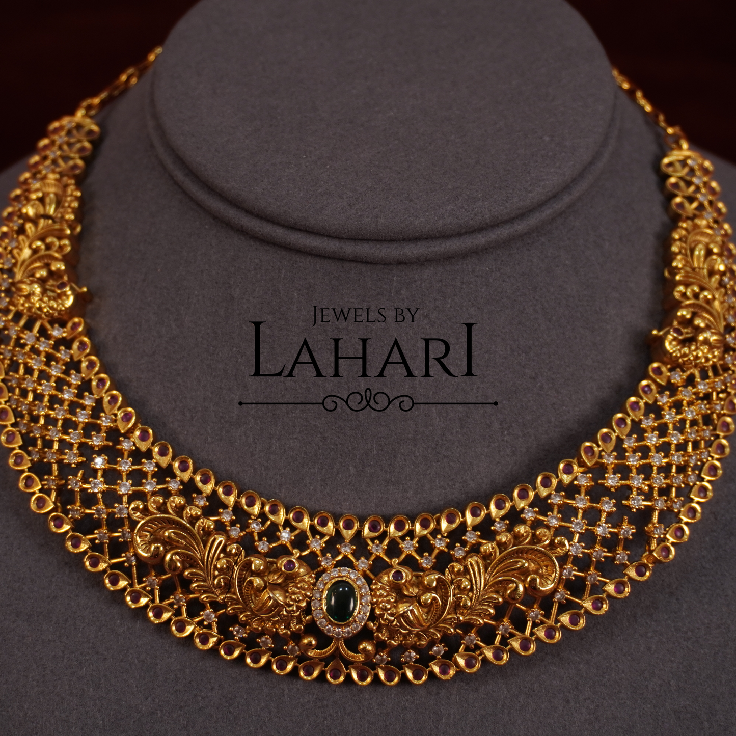 Elegant Premium Polish AD/CZ Peacock Necklace
