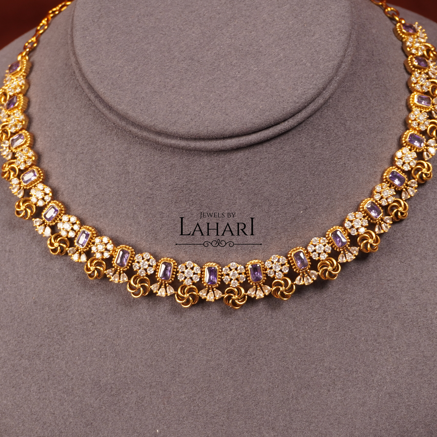 Simple AD/CZ Emerald Flower Necklace