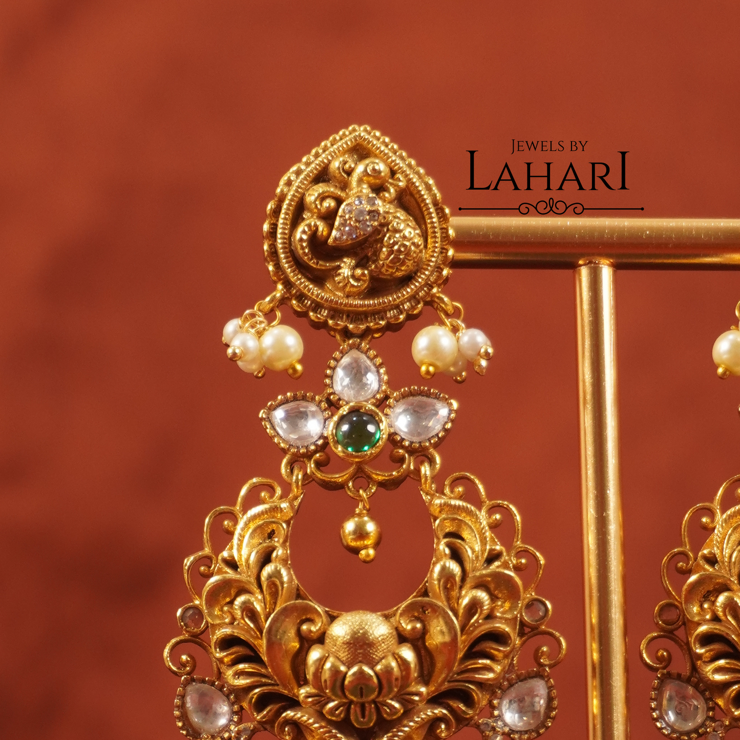 Chandbali Peacock Kundan Earrings
