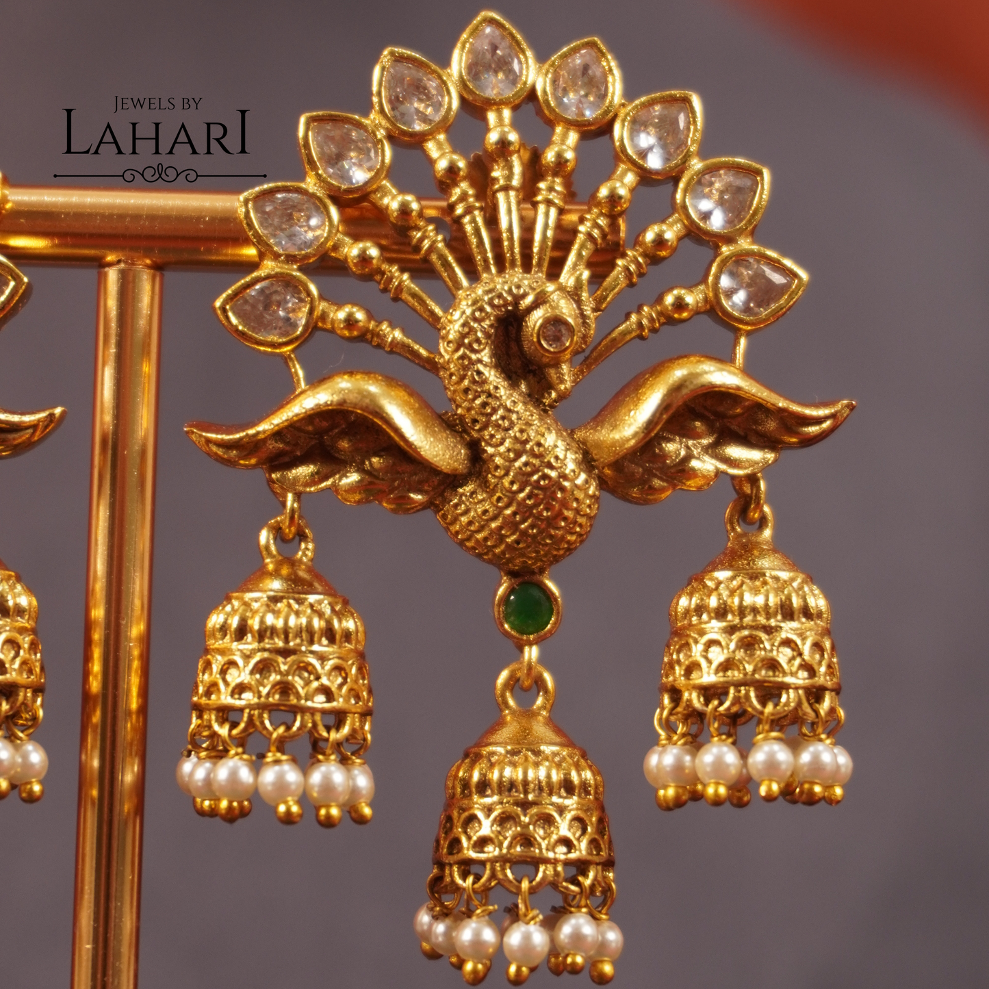 Majestic Peacock Jhumka Earrings