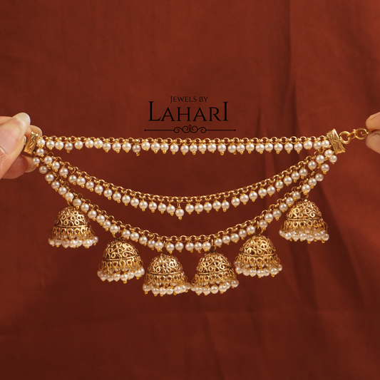Beautiful Three Layer Pearl Jhumka Earchains