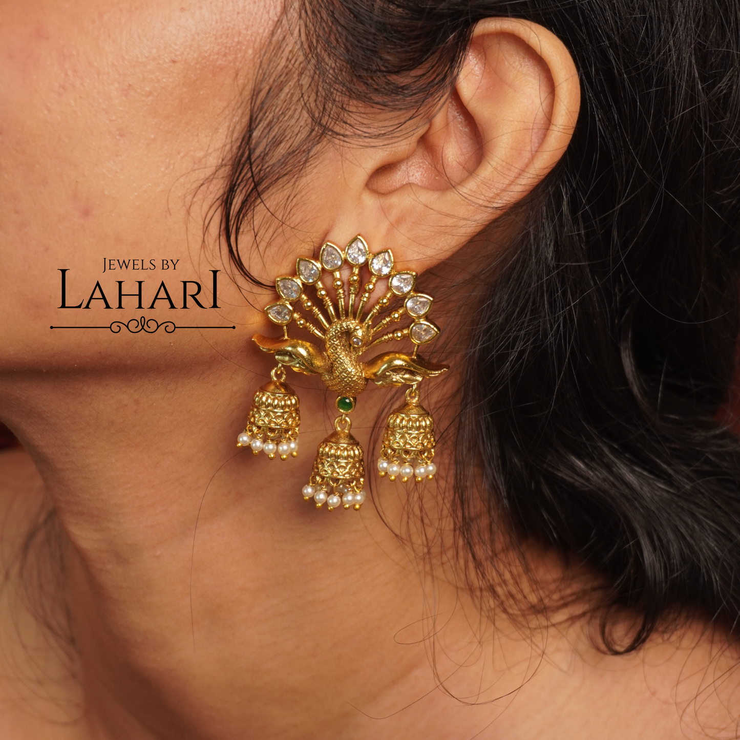 Majestic Peacock Jhumka Earrings