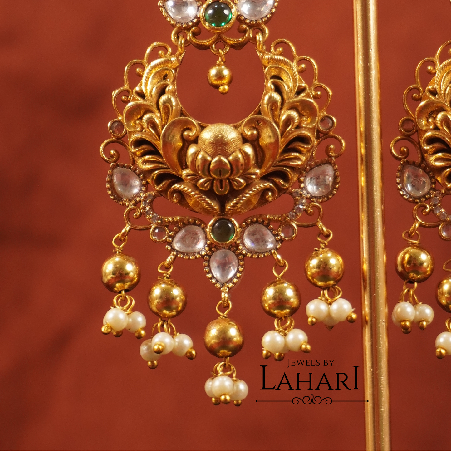 Chandbali Peacock Kundan Earrings