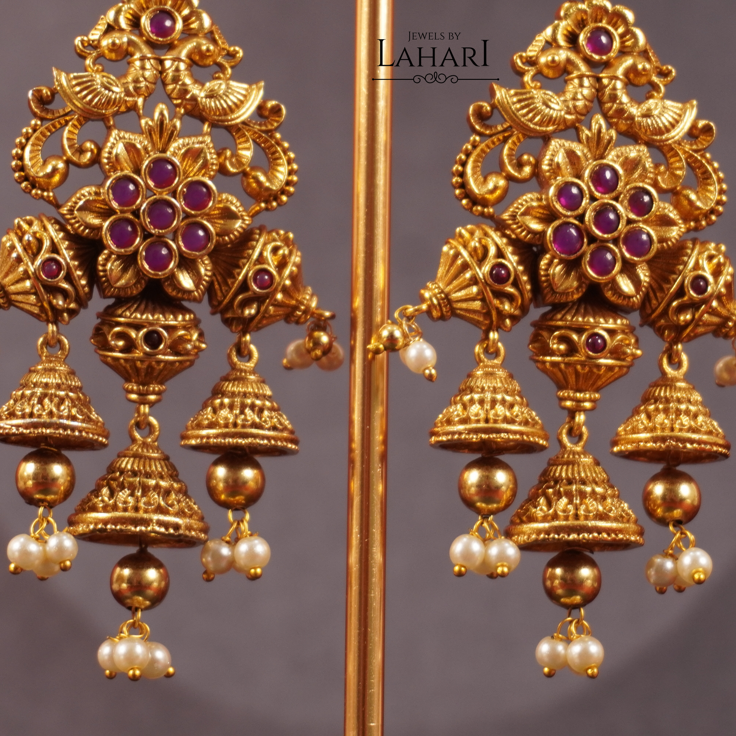 Gulab Antique Temple Jhumkas