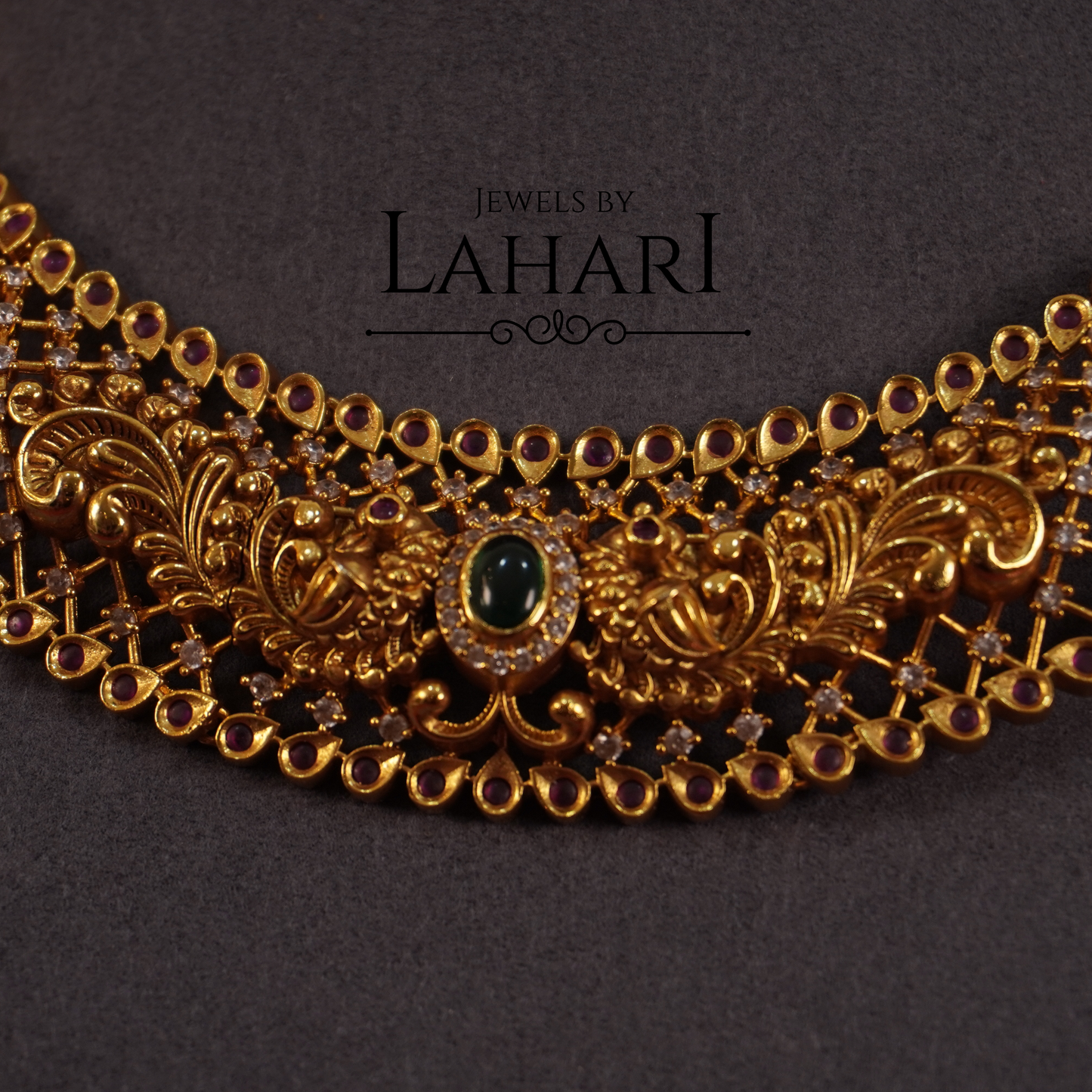 Elegant Premium Polish AD/CZ Peacock Necklace