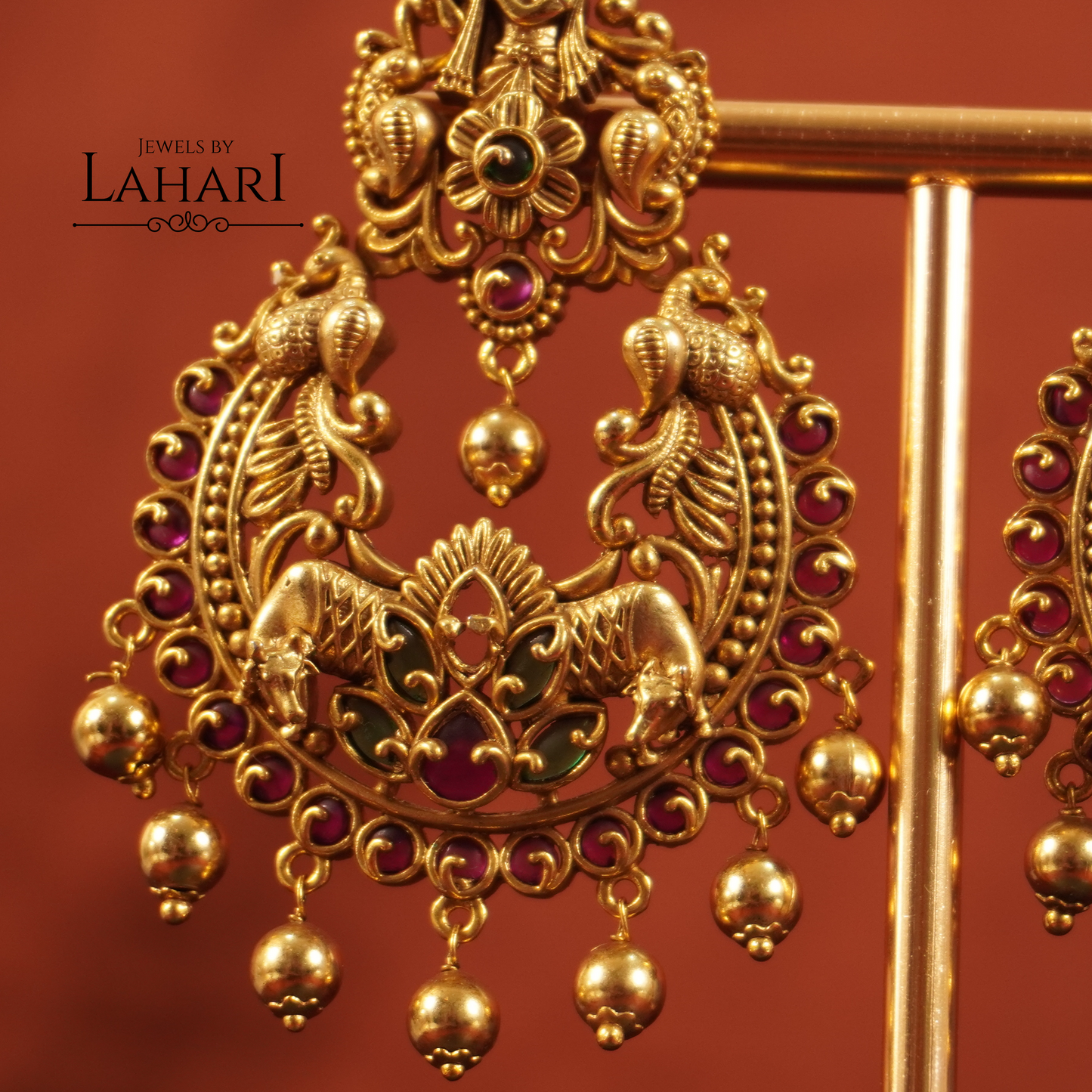 Antique Loard Krishna Kempu Earring