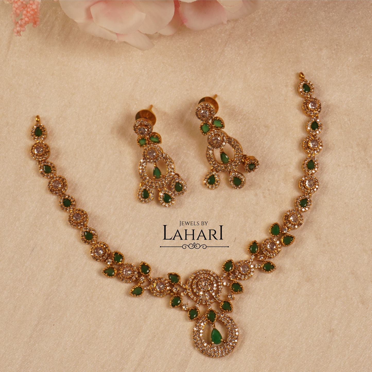 Regal Bloom Necklace Set (Available in 3 colours)