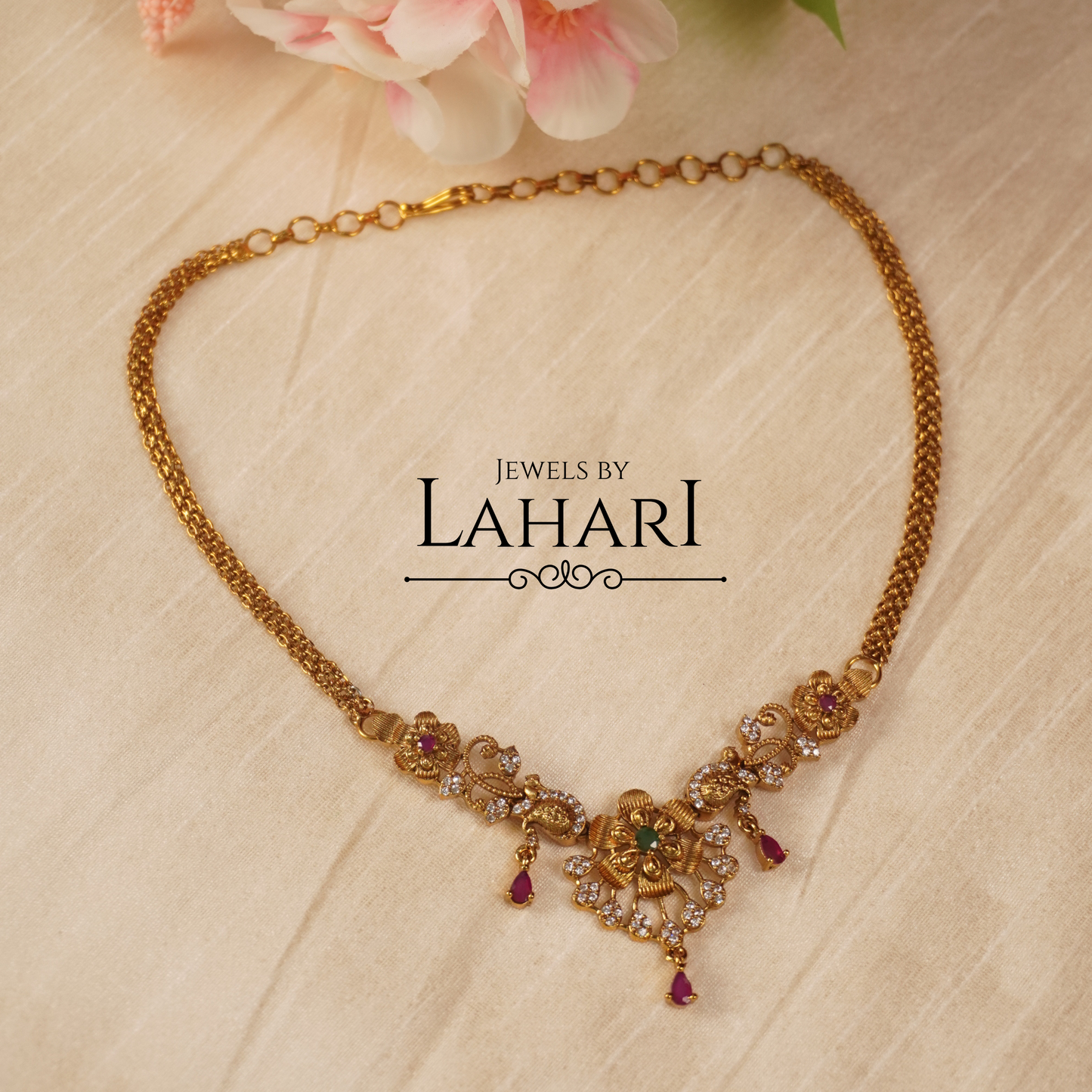 Ruthvika Floral Short Necklace Set
