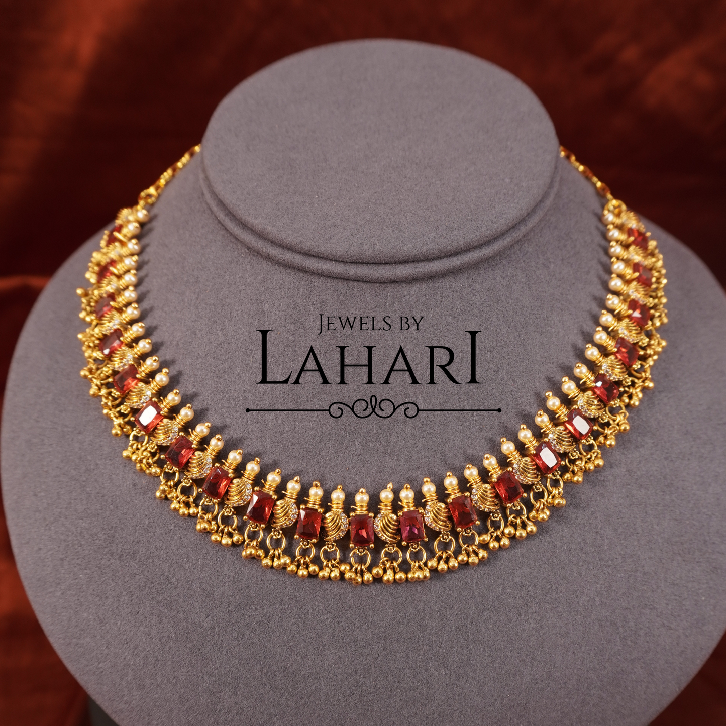 Simple Elegant Mango Kempu Necklace (3 Colors Available)