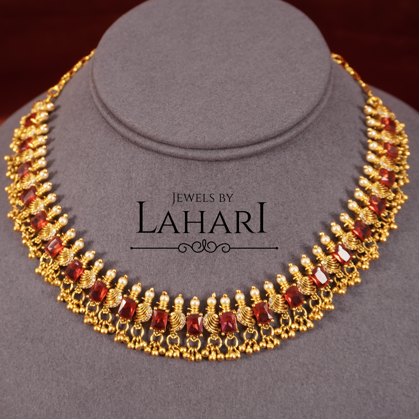 Simple Elegant Mango Kempu Necklace (3 Colors Available)