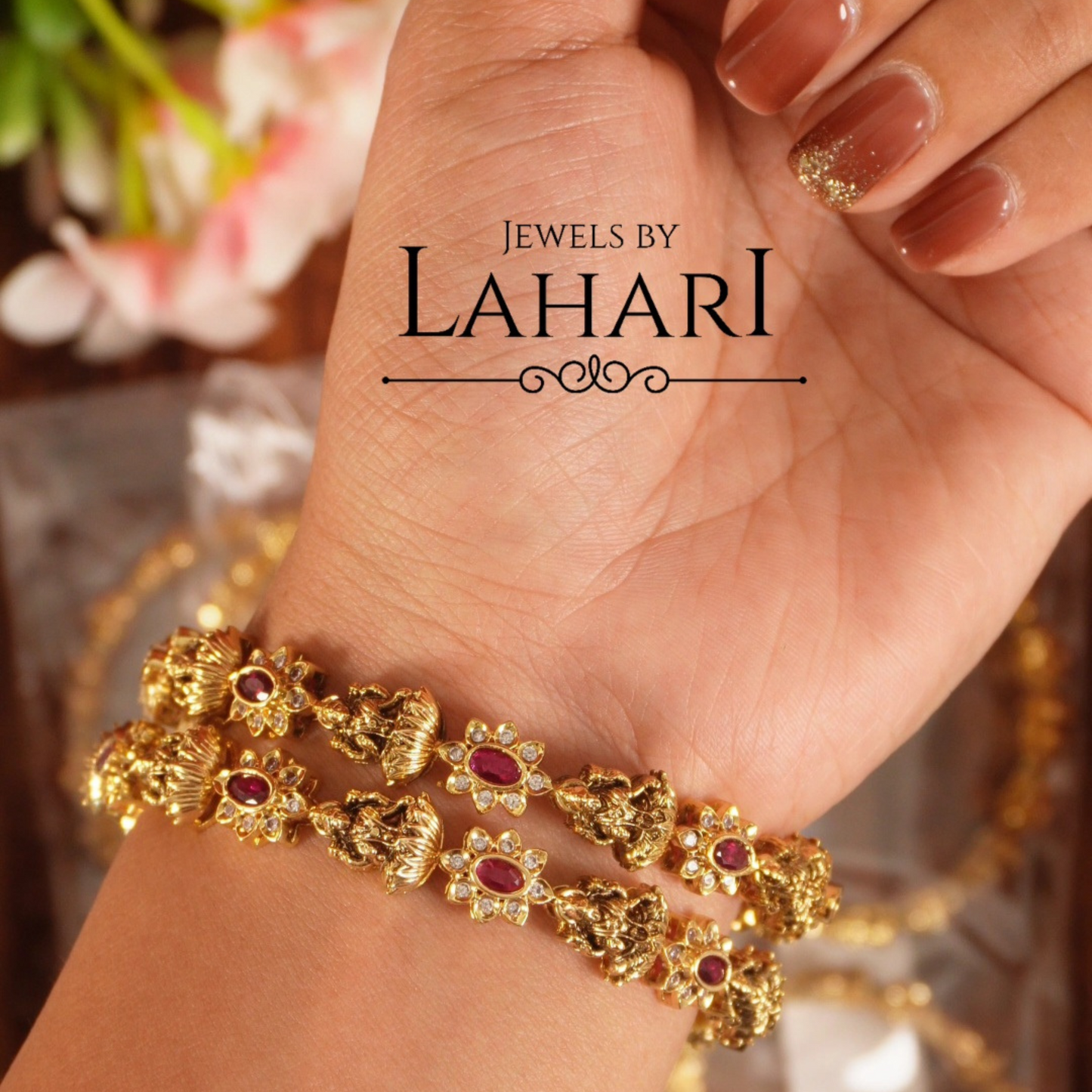 Beautiful Lakshmi Flower Bangles (Available in 3 colours)