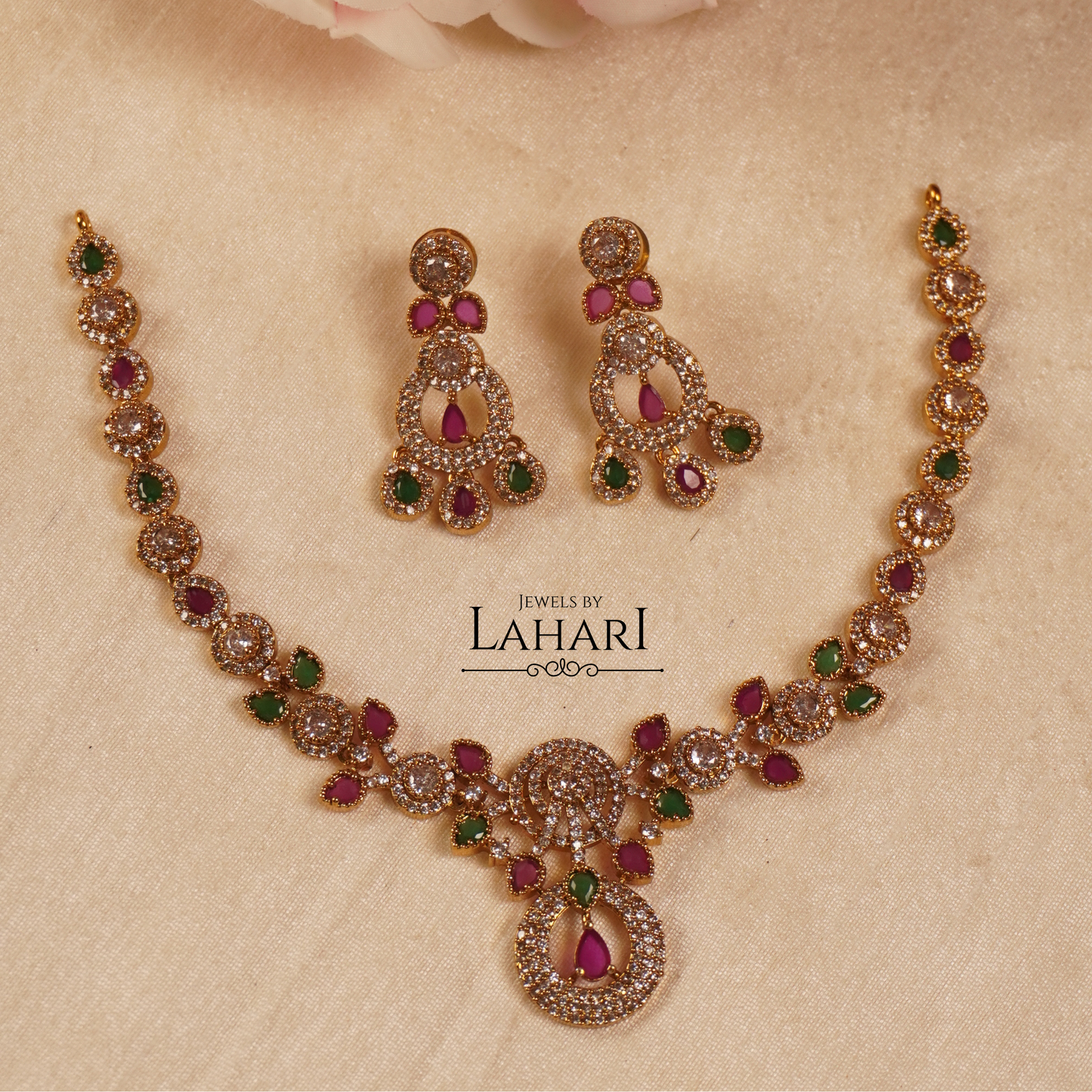 Regal Bloom Necklace Set (Available in 3 colours)